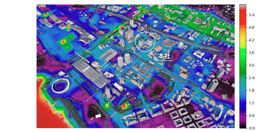 グローバルセンター高潮リスク将来予測（台風起因）[4°Cシナリオ/2050年]