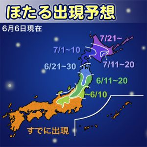 【ほたる出現傾向】今が西～東日本で見頃！ほたる観賞は今週土曜日がチャンス