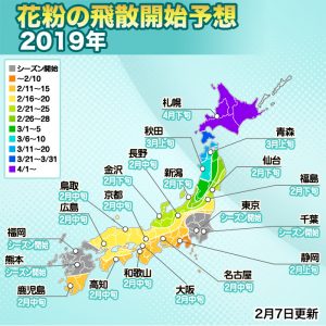 【速報・第三回花粉飛散傾向】1都12県で花粉シーズン開始、東京は昨年より8日早い飛散