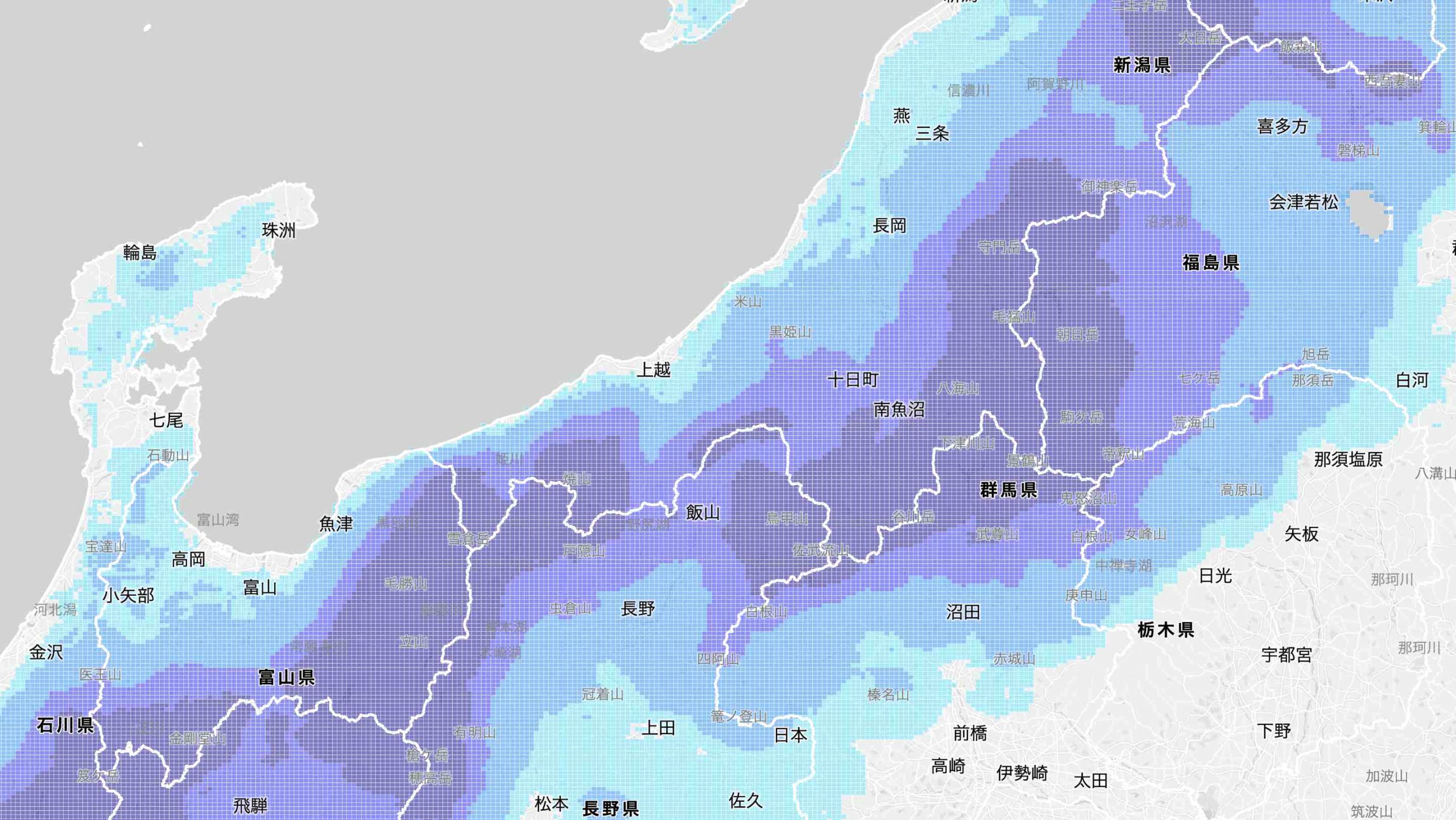 1kmメッシュの高解像度で積雪予報・積雪実況データをAPI提供