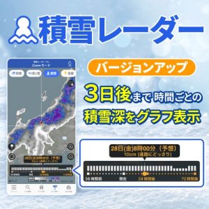積雪エリアがひと目でわかる「積雪レーダー」に積雪深グラフを追加
